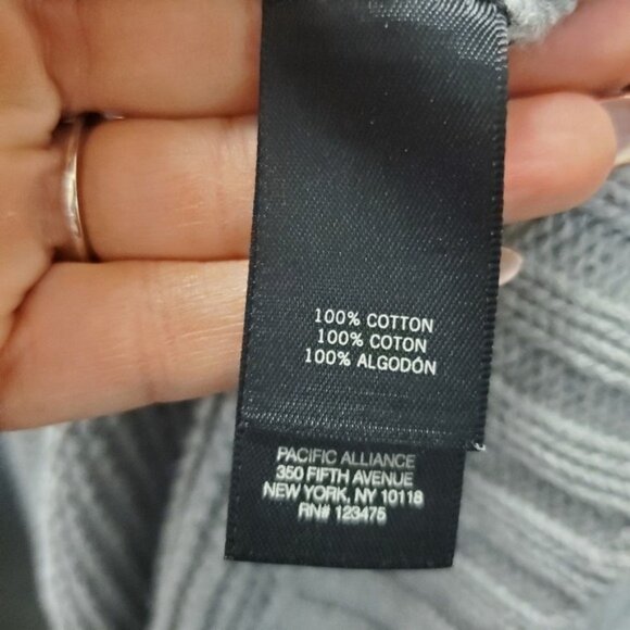 Long Button Front Cardigan Kenneth Cole w/ Pockets! Size L 100% Cotton - Picture 12 of 15